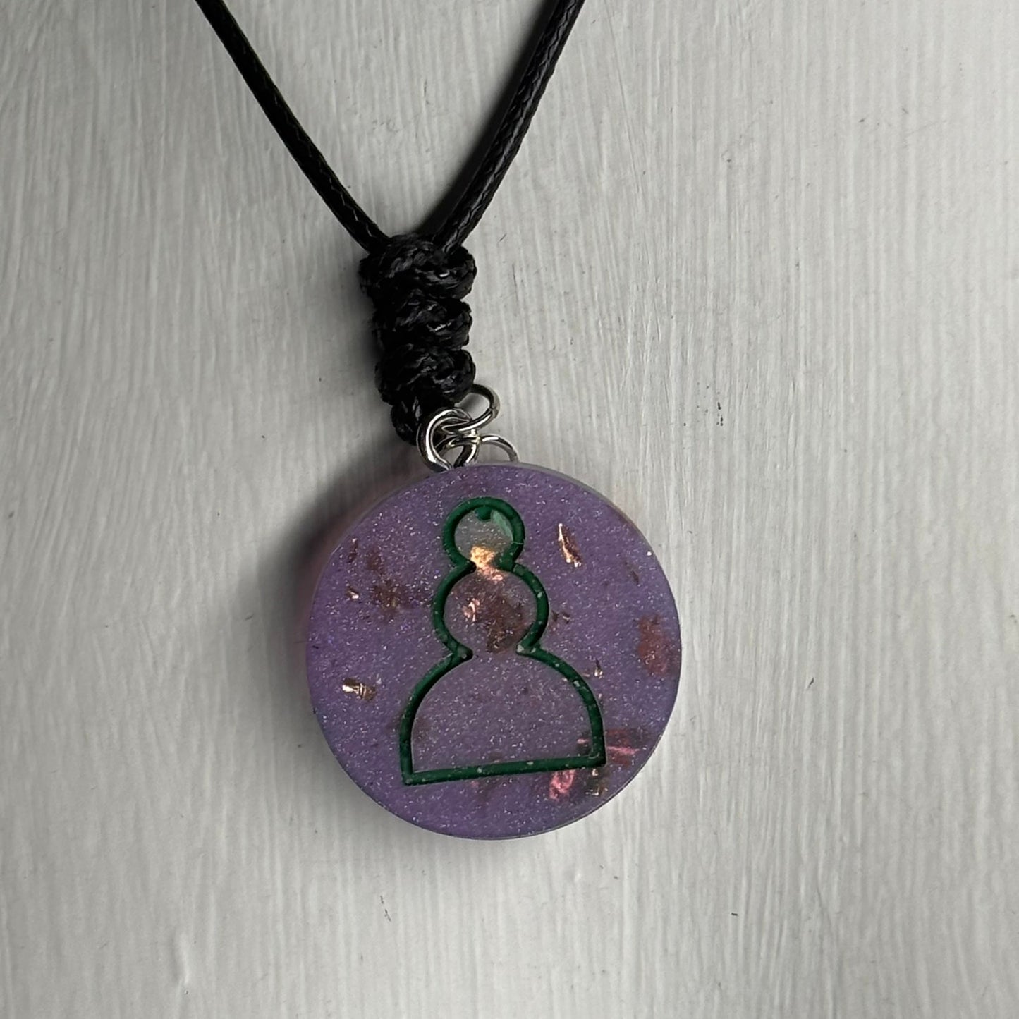 Purple Crystal Pawn - Handmade Resin Chess Necklace