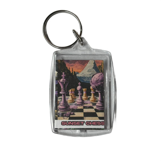 Ice Cream View - Sunset Chess Photo Keychain