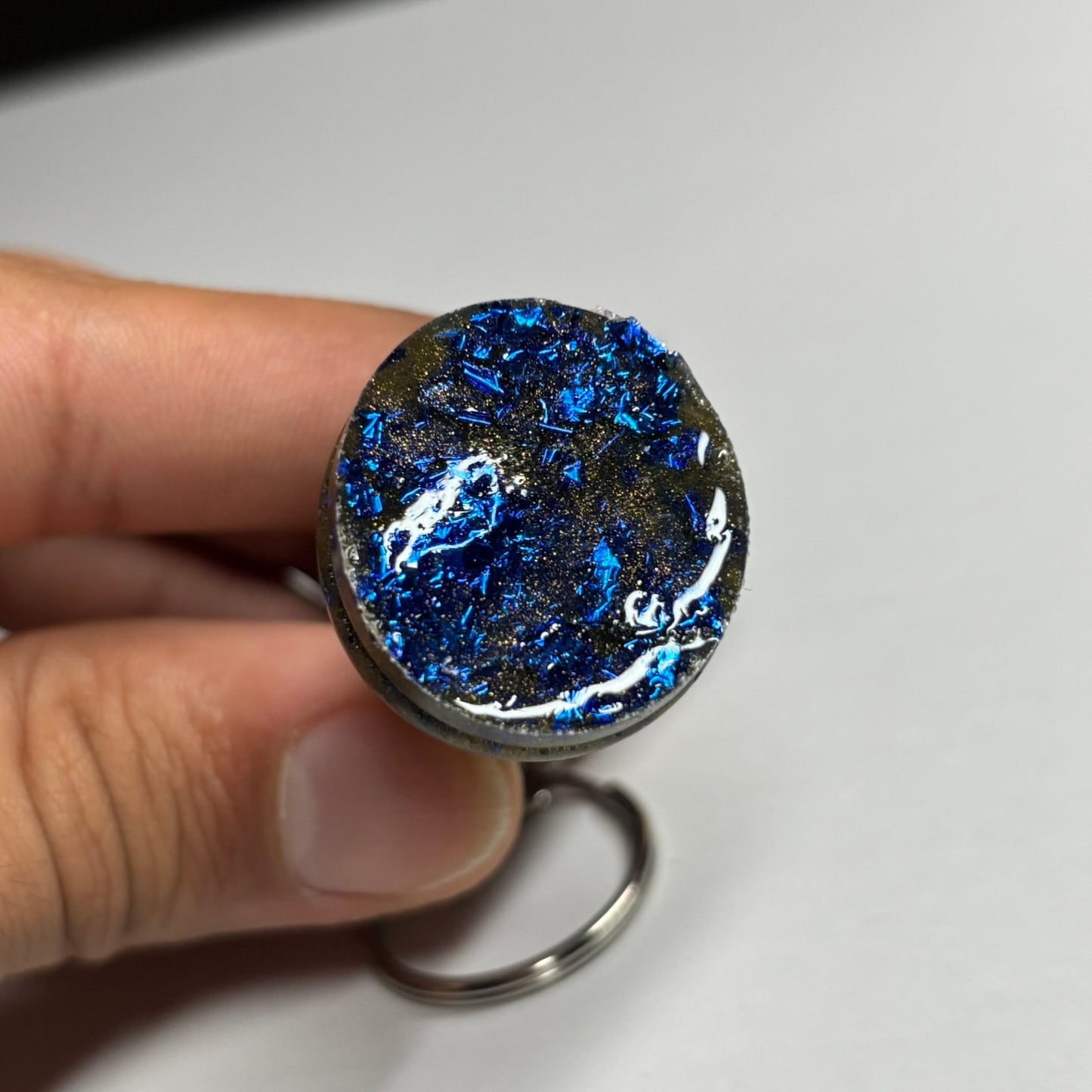 Army Green & Blue Queen - Handmade Resin Keychain