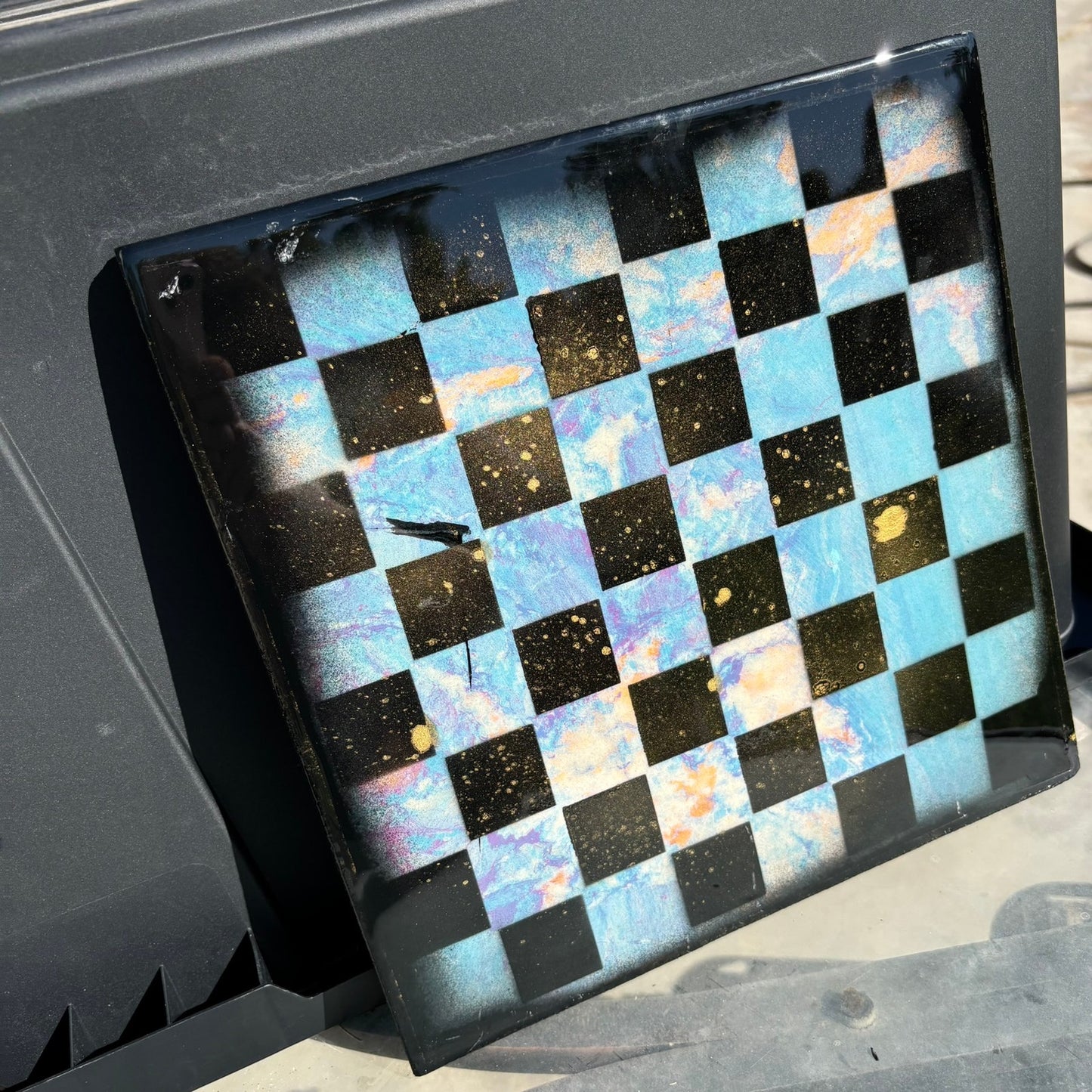 Marble Blue - Resin Coated Chess Board