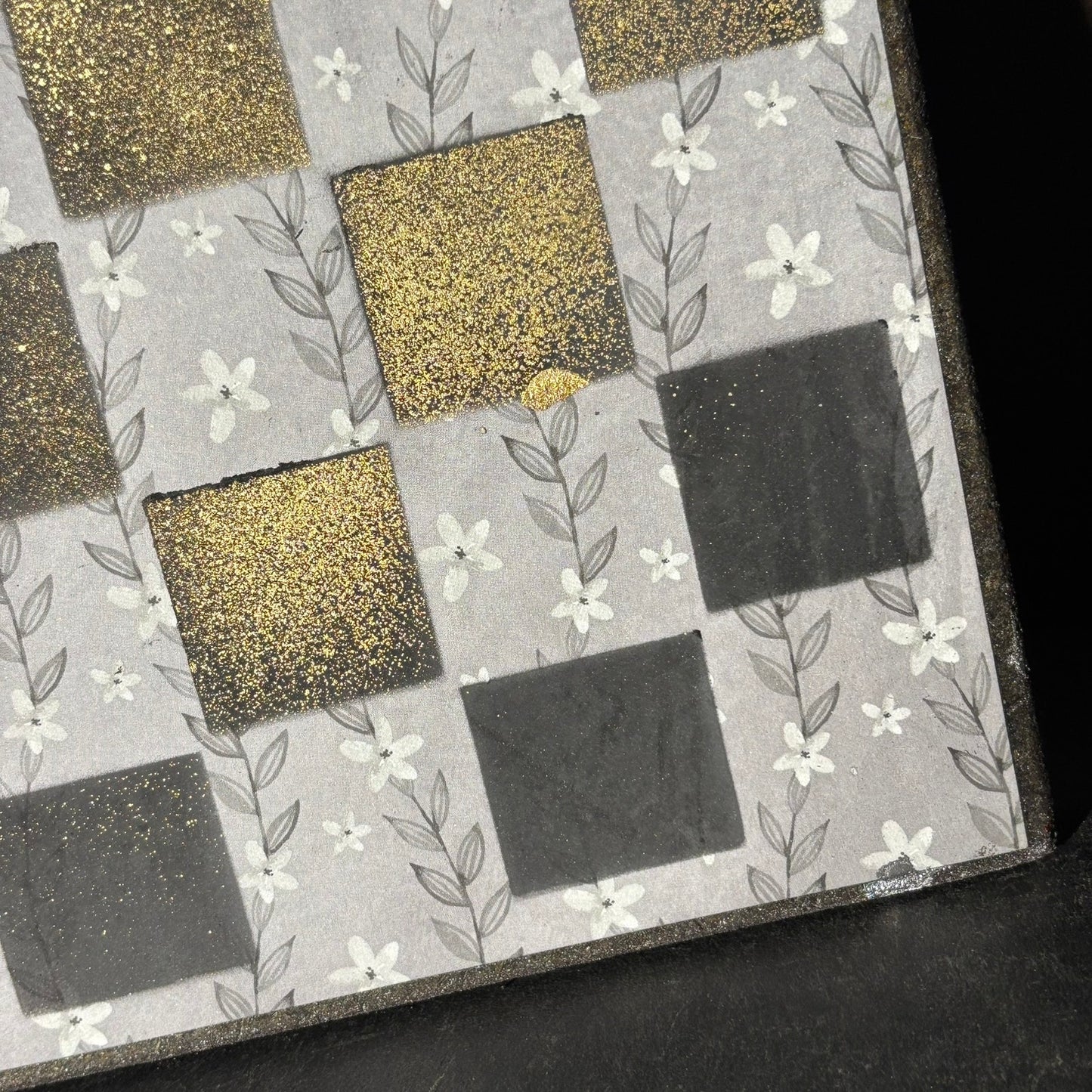 Golden Gray & Black - Scrapbook Chess Board