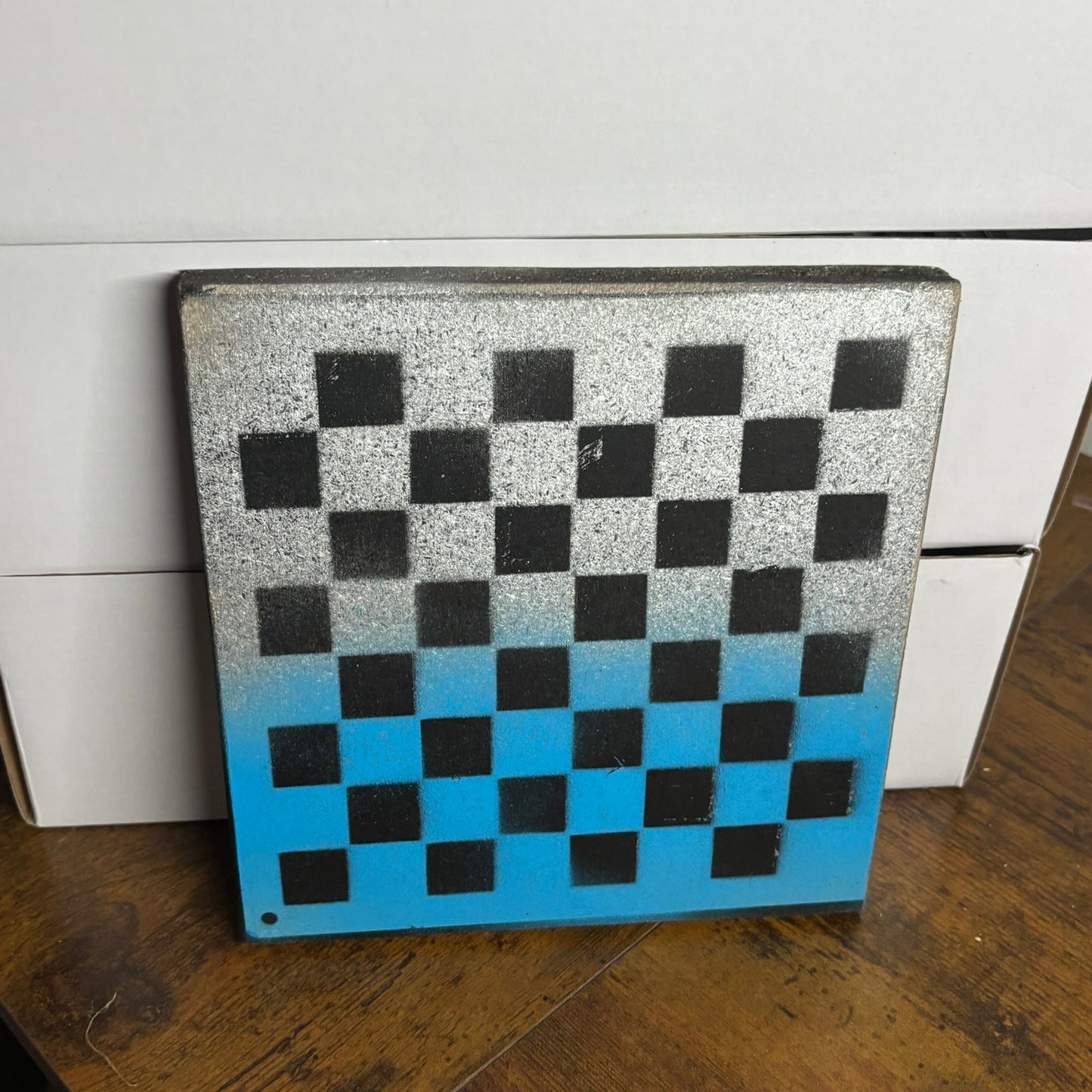 White & Blue - Painted Double Sided Chess Board