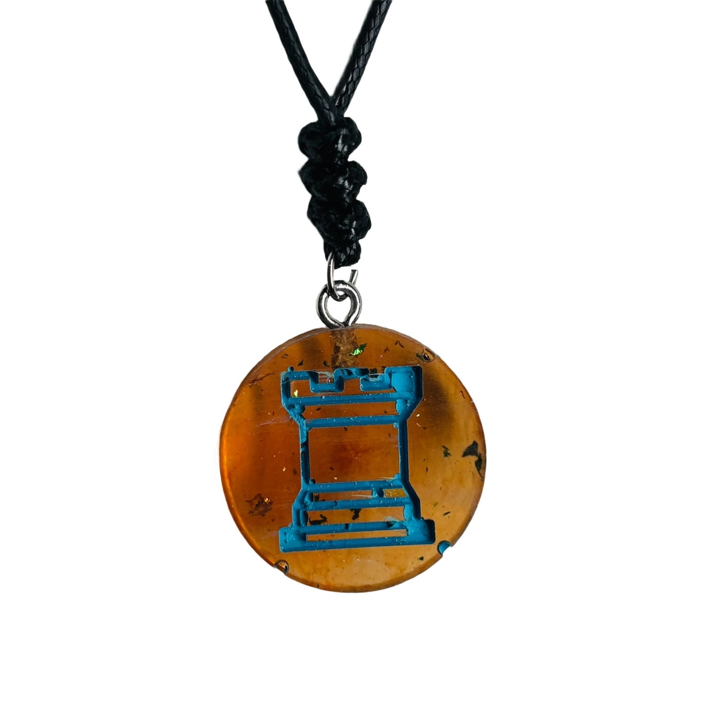 Dirty Coffee Rook - Handmade Resin Chess Necklace