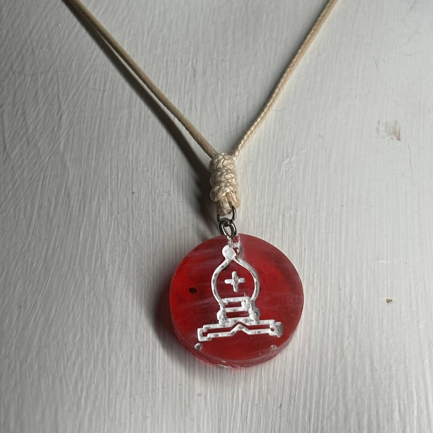 Classic Red Bishop - Handmade Resin Chess Necklace
