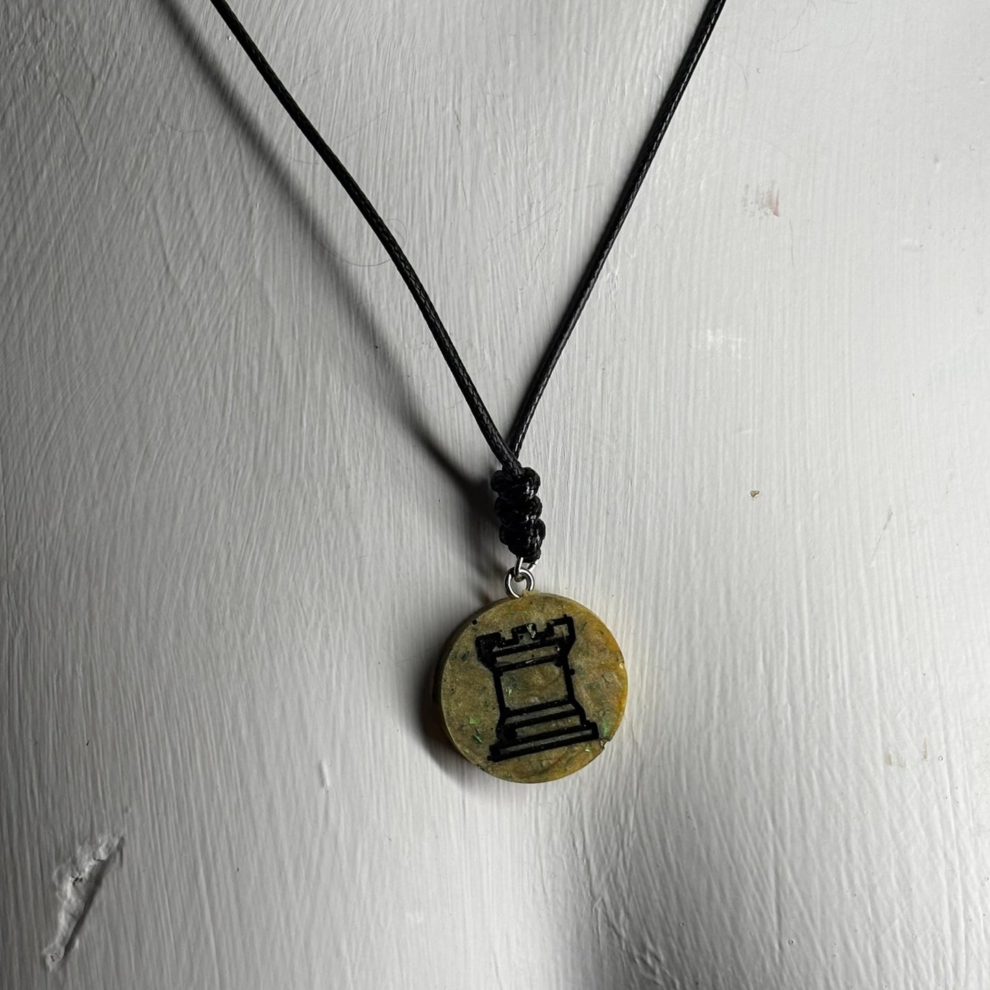 Royal Yellow Rook - Handmade Resin Chess Necklace