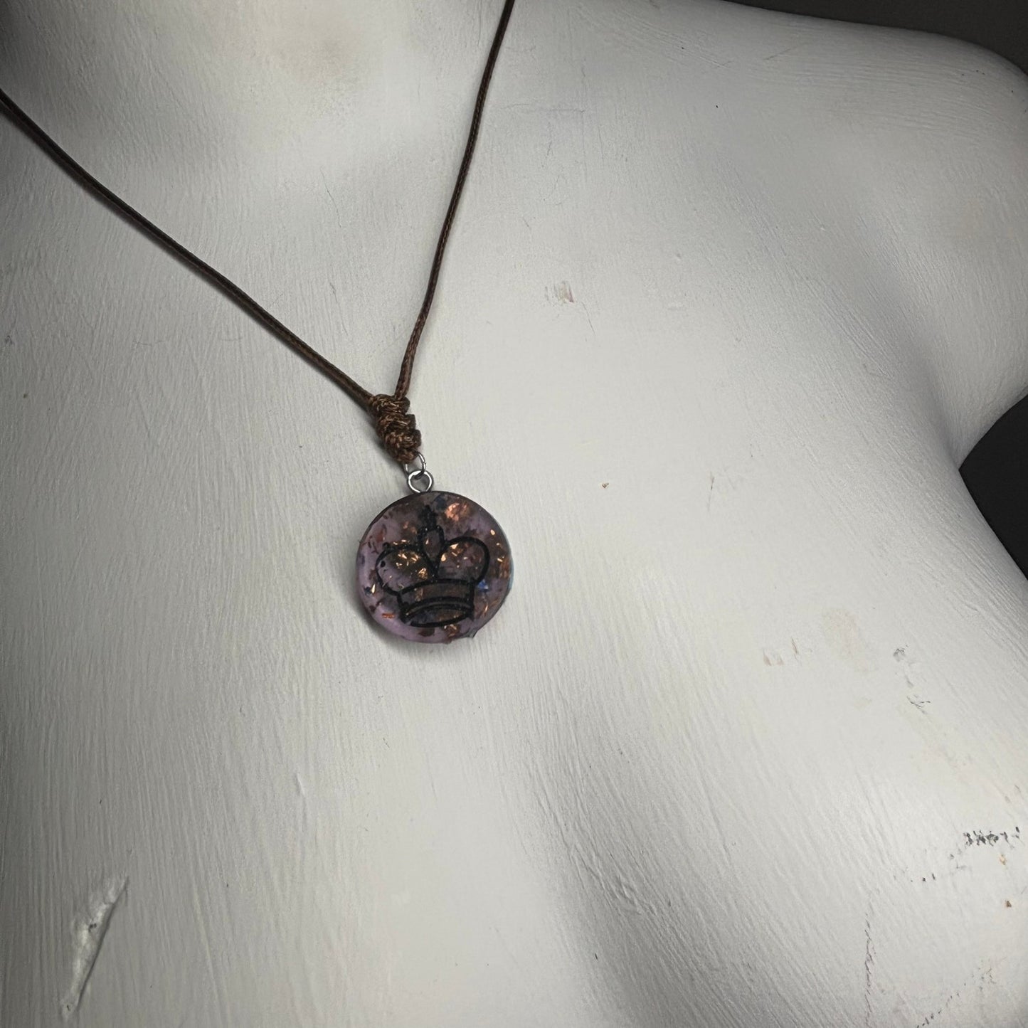 Translucent Sparkle King - Handmade Resin Chess Necklace