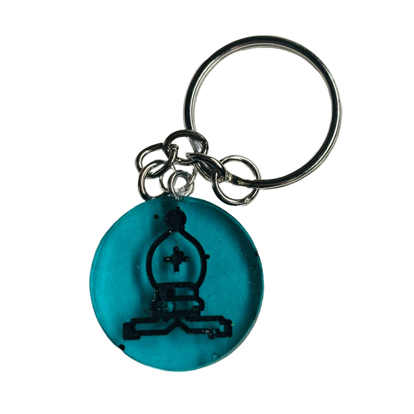 Bluish/Green Translucent Bishop - Handmade Resin Keychain