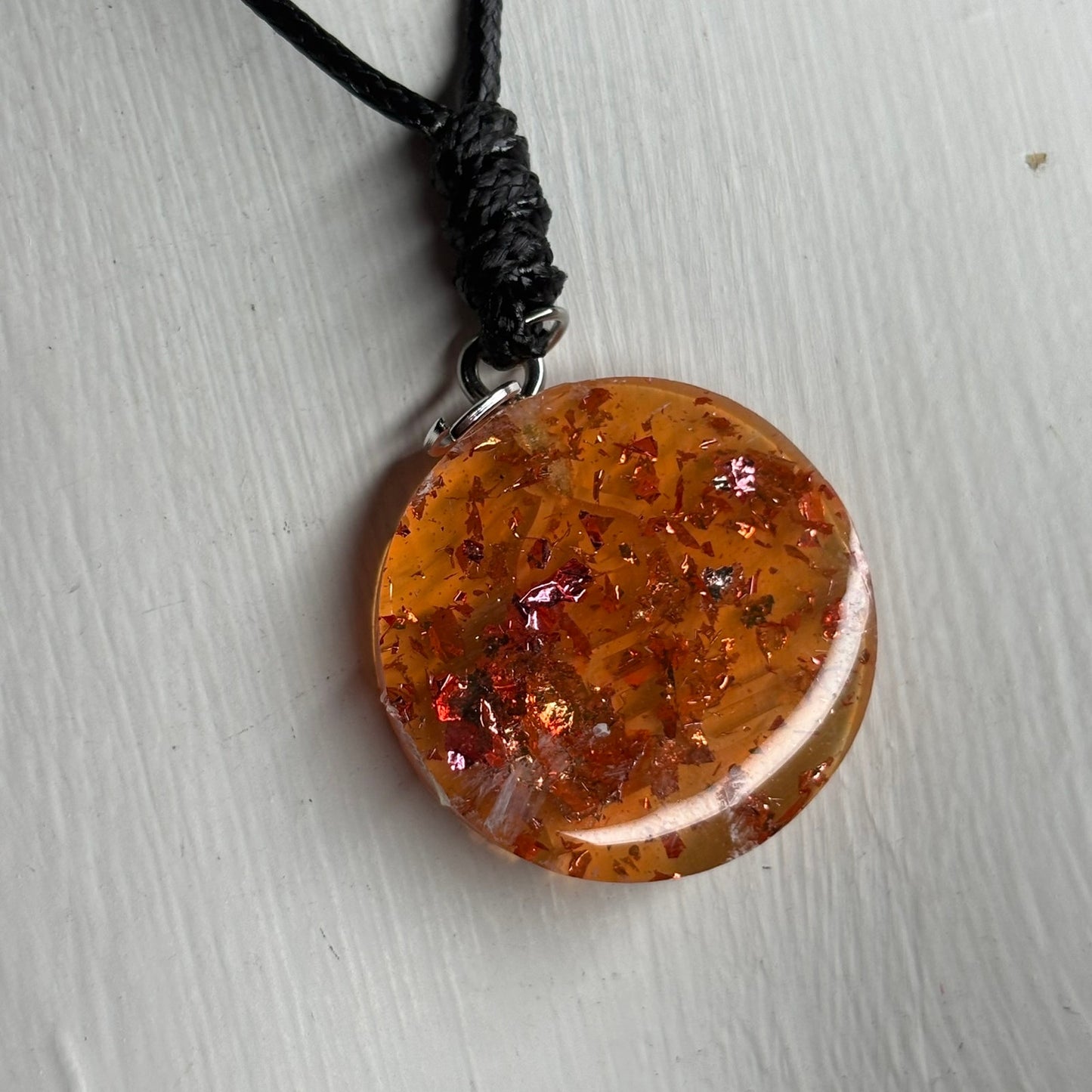 Orange Amber Bishop - Handmade Resin Chess Necklace