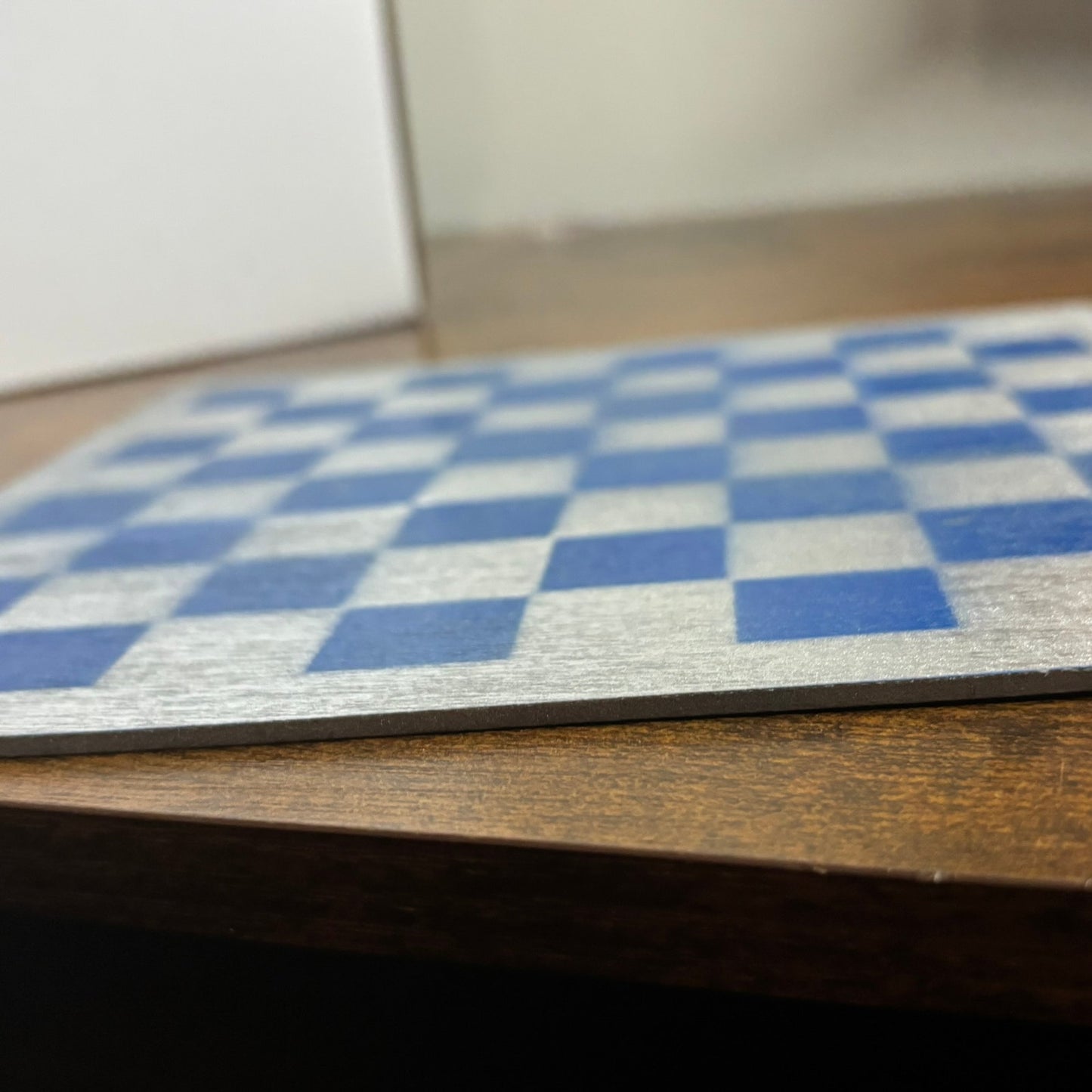 Chrome Blue - Painted Thin Wooden Chess Board