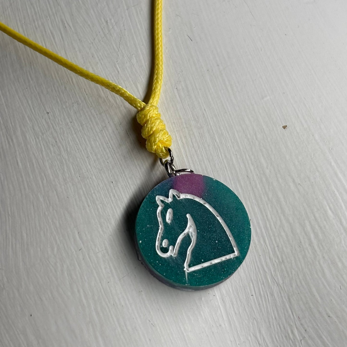 Green Space Knight - Handmade Resin Chess Necklace