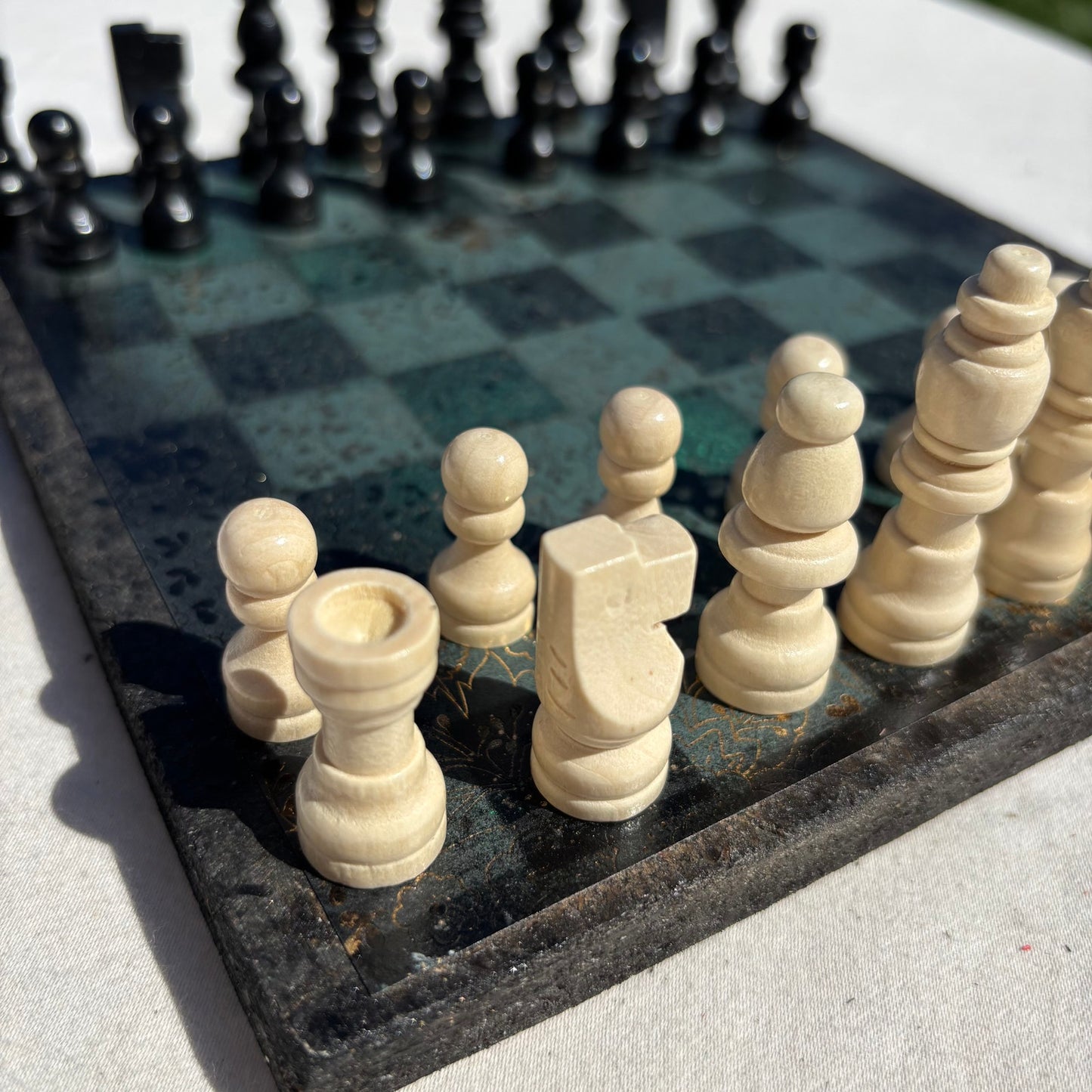 Sparkle Green Gold - Scrapbook Chess Set