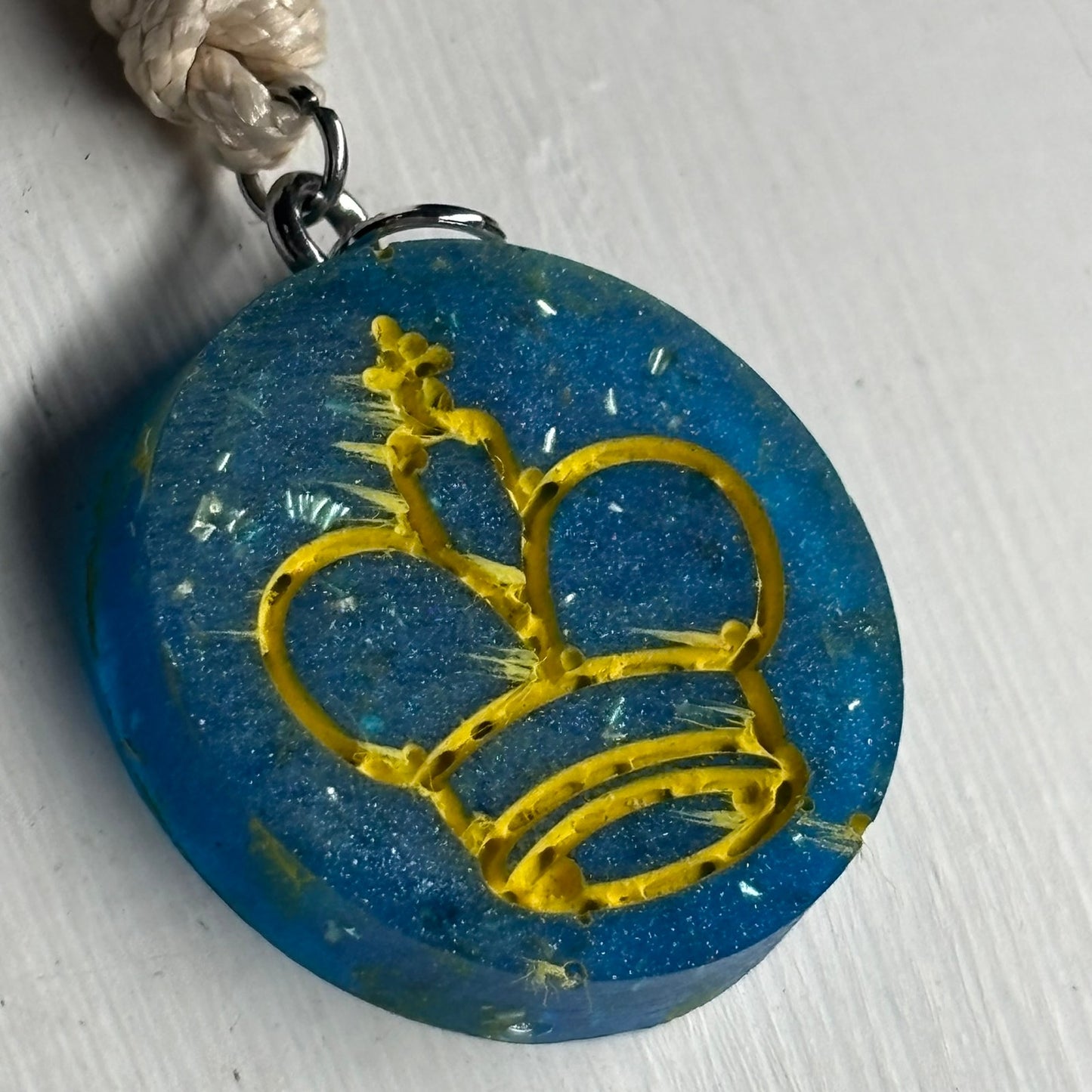 Blue Cream King - Handmade Resin Chess Necklace
