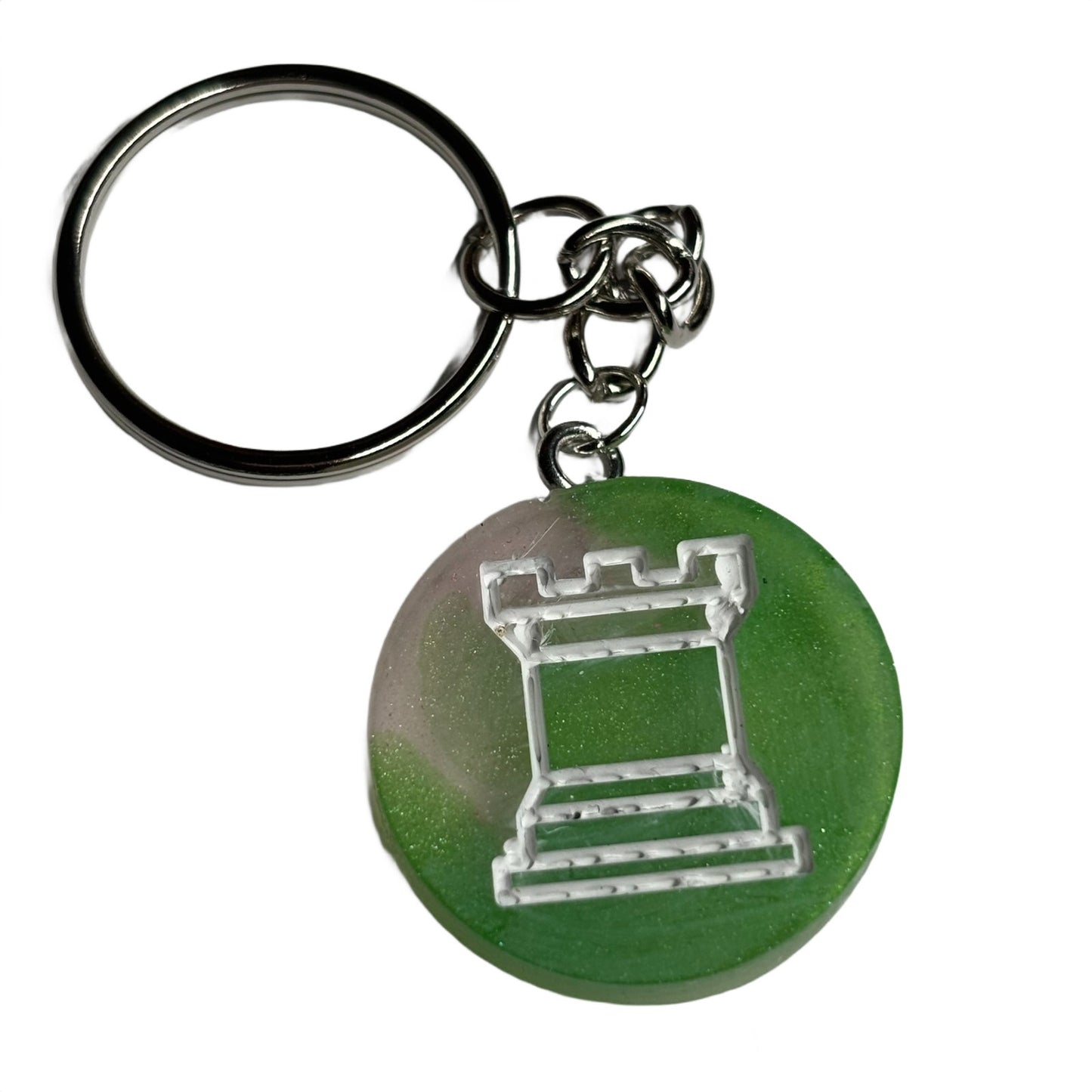 Green Part Rook - Handmade Resin Keychain