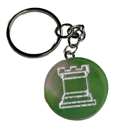 Green Part Rook - Handmade Resin Keychain