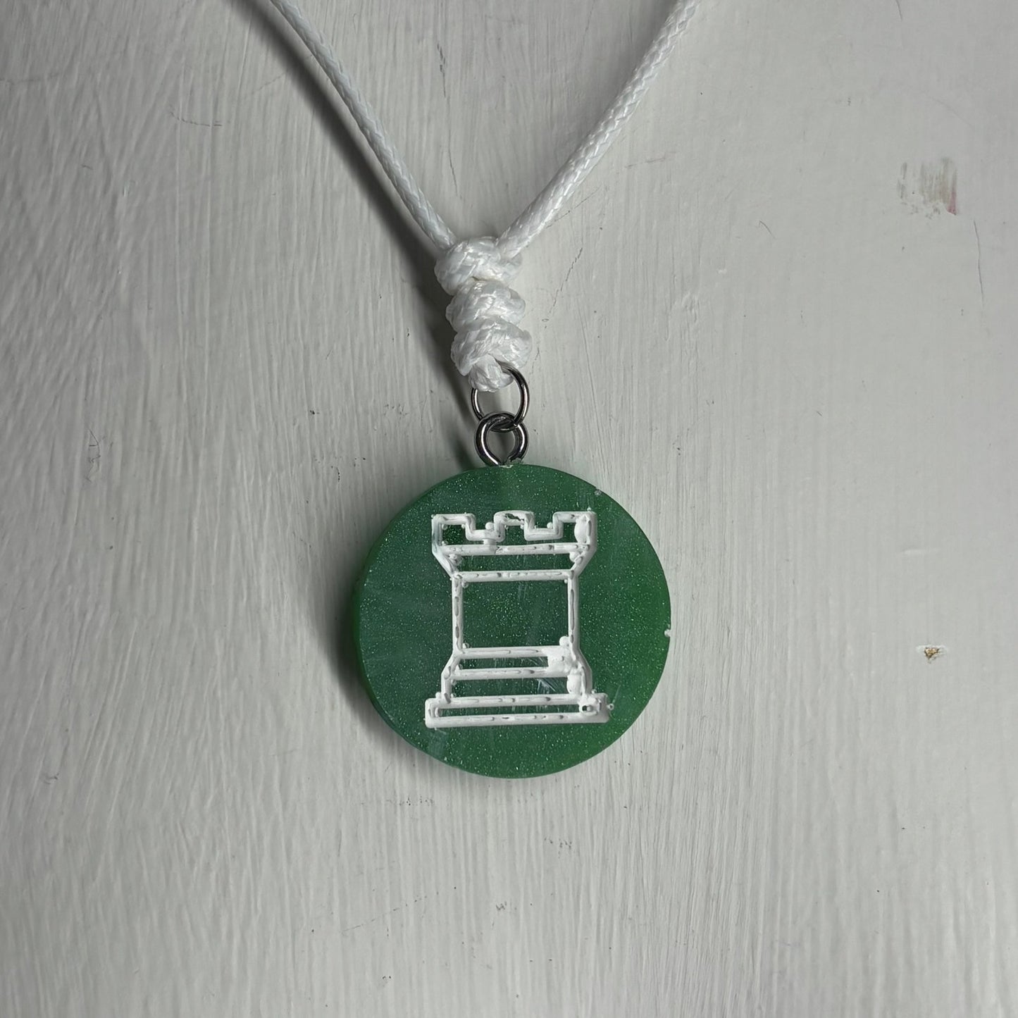 Green Rook - Handmade Resin Chess Necklace