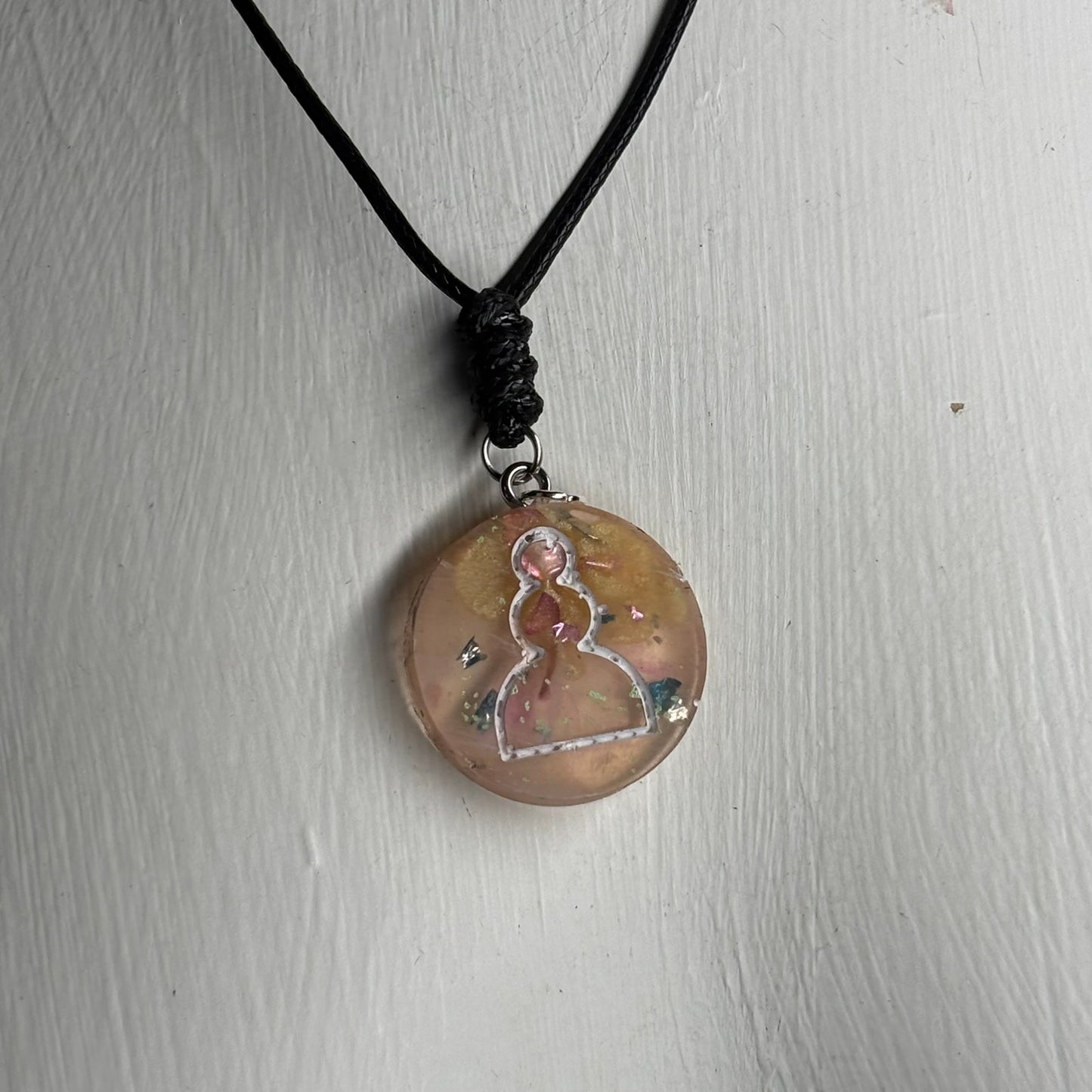 Cream Yellow Pawn - Handmade Resin Chess Necklace