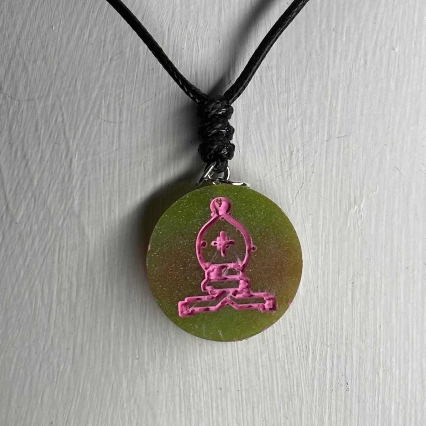 Pink Bishop - Handmade Resin Chess Necklace
