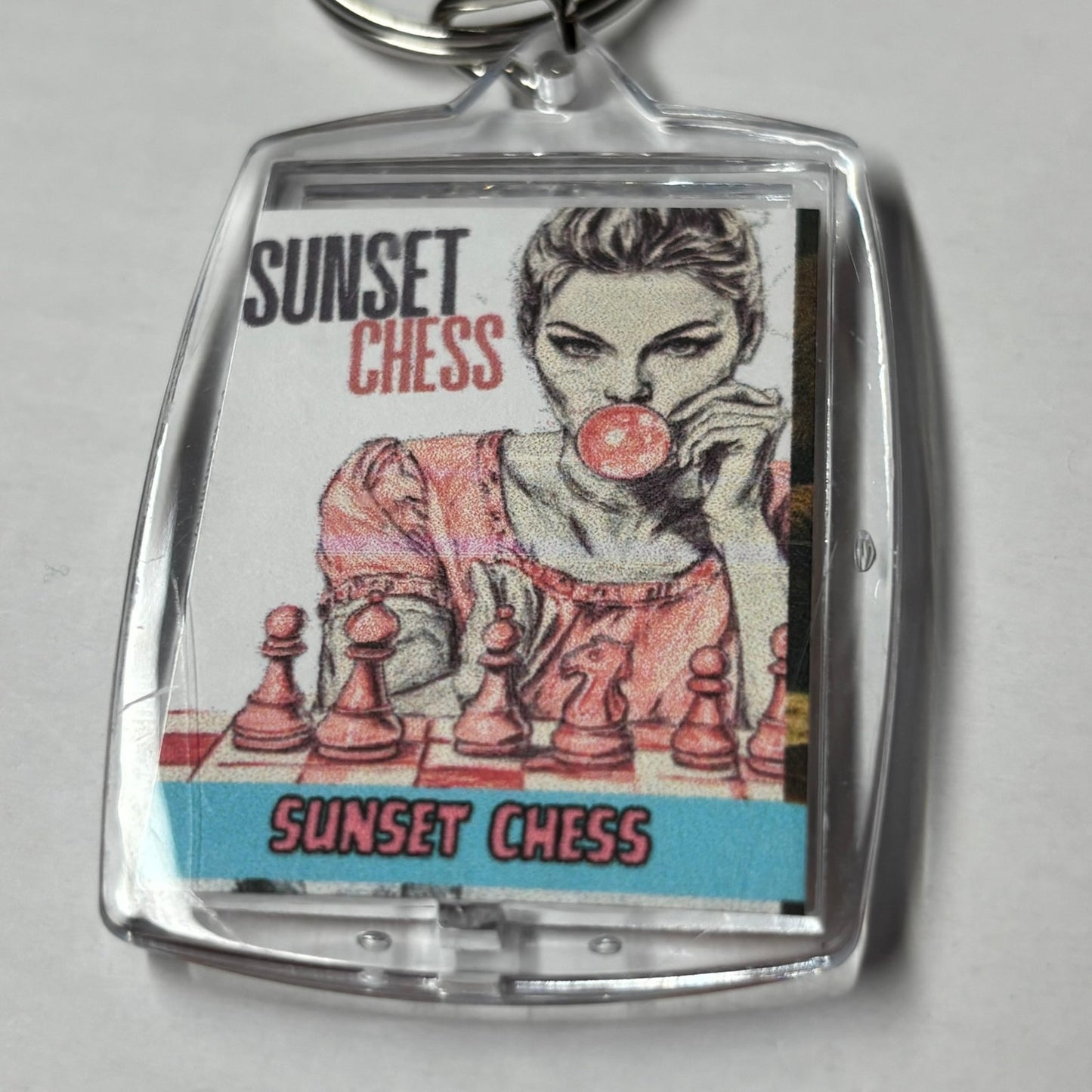 Bubble Woman - Sunset Chess Photo Keychain