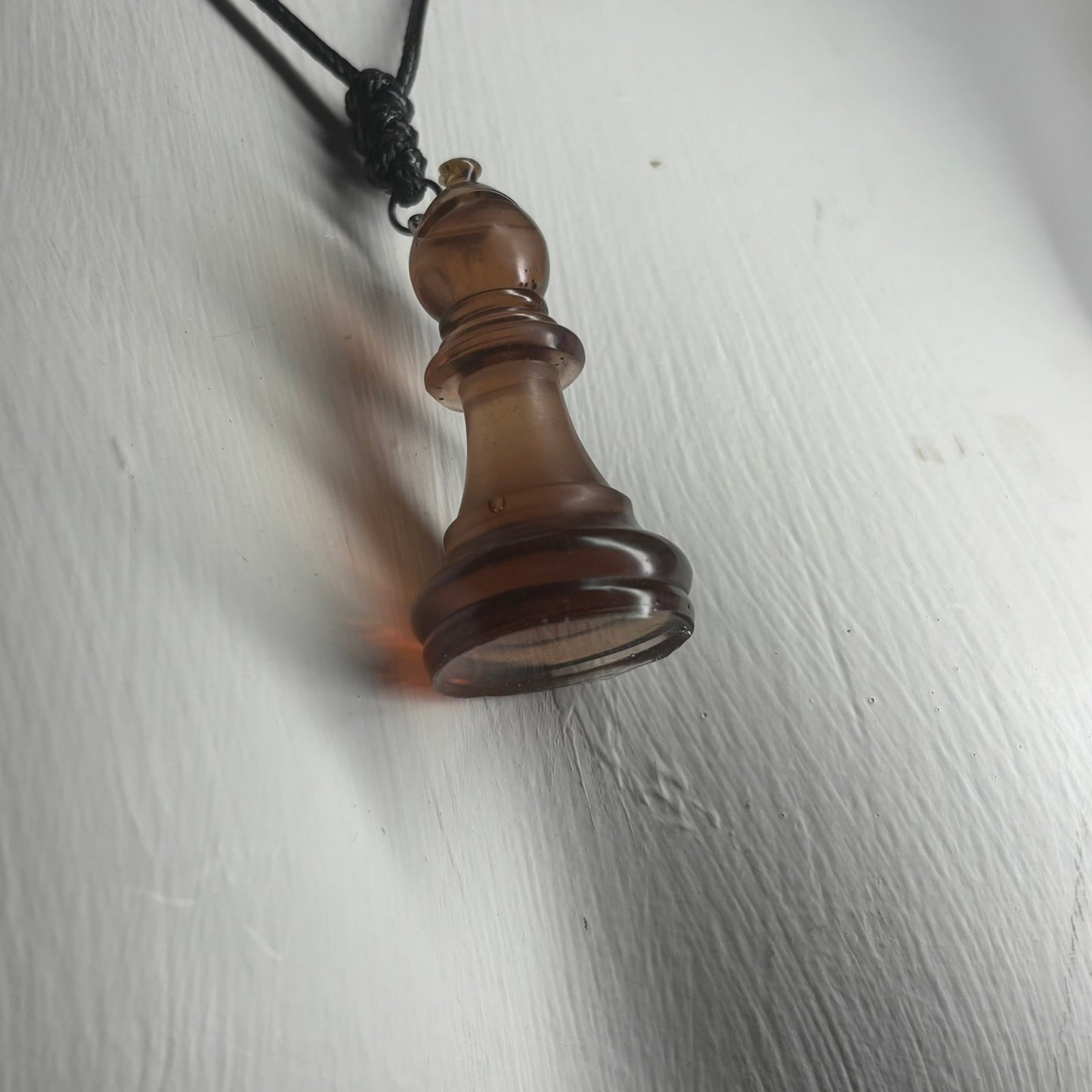 Coffee Brown Bishop - Handmade Resin Chess Necklace