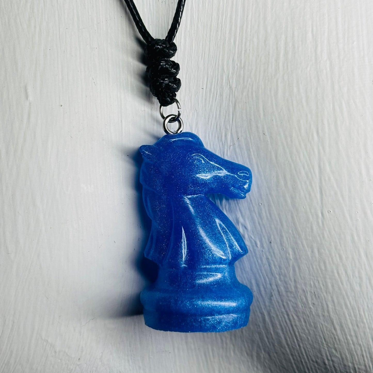 Solid Blue - Handmade Resin Chess Necklace