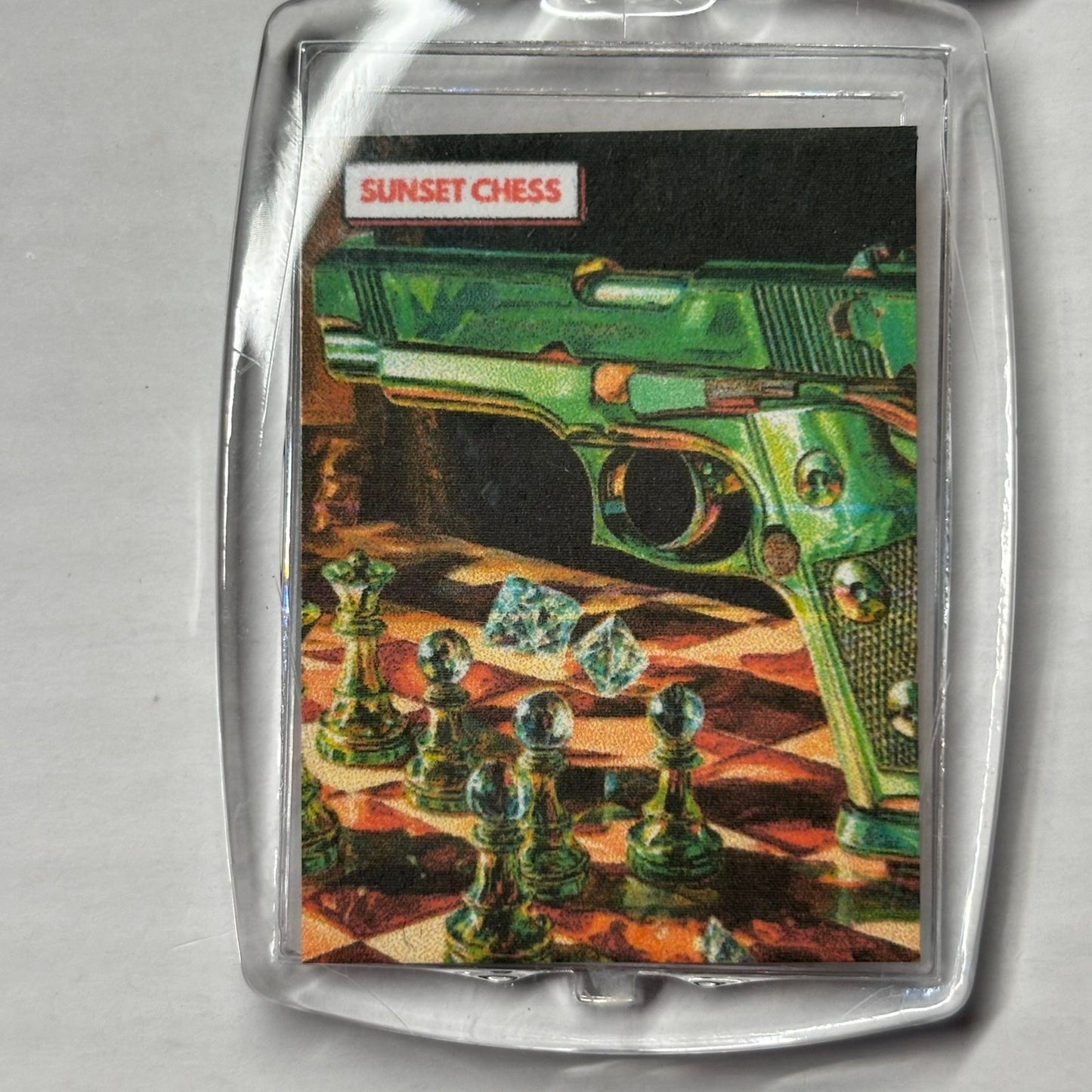 Green Mini - Chess  Photo Keychain