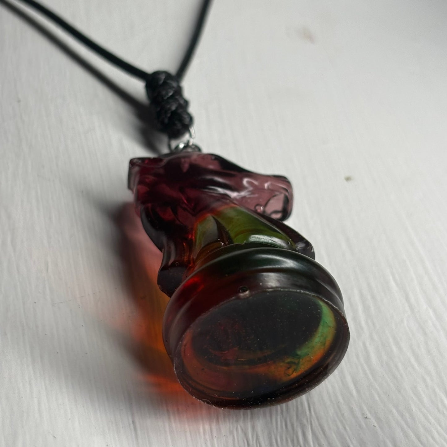 Translucent Dark Knight - Handmade Resin Chess Necklace