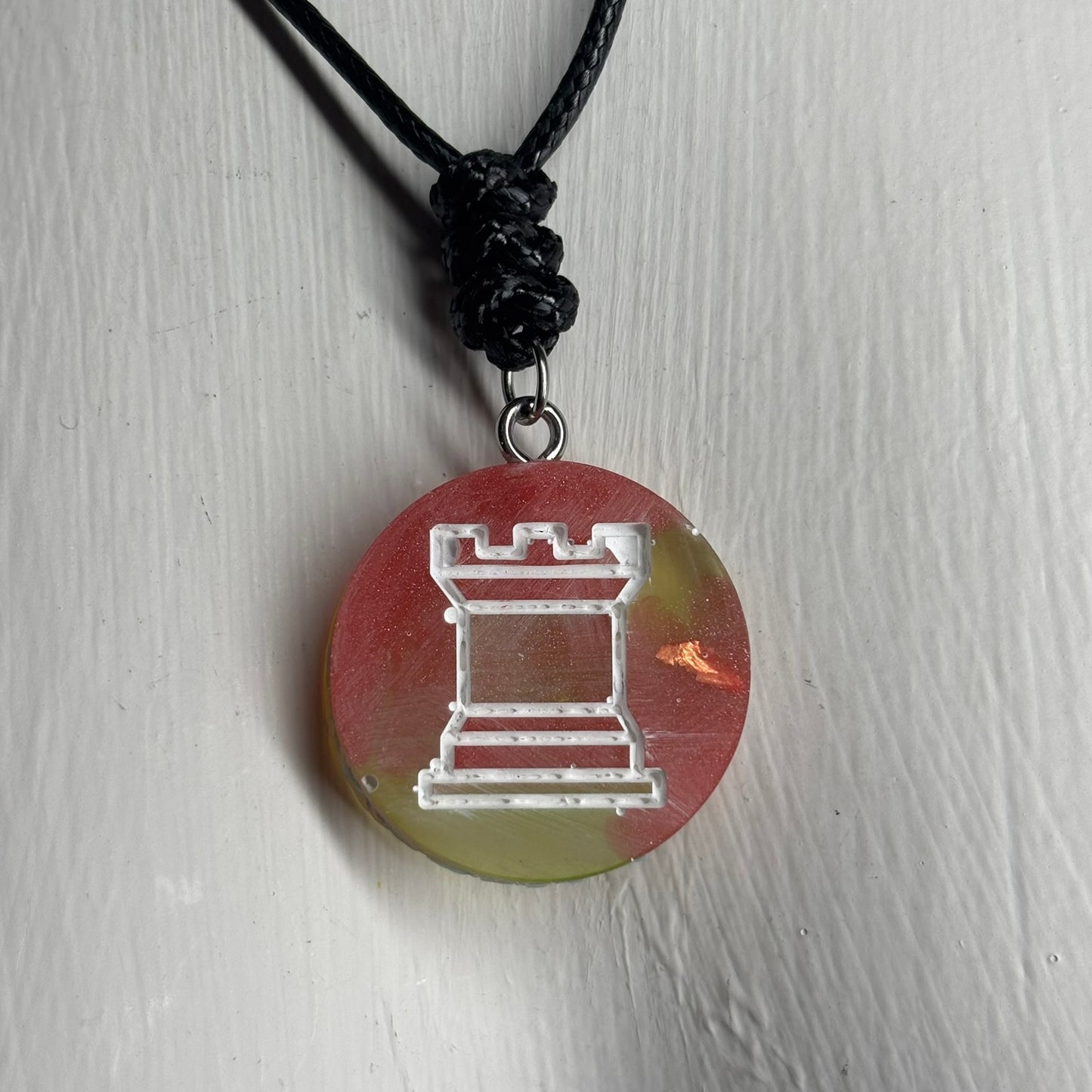 Pink Berry Rook - Handmade Resin Chess Necklace