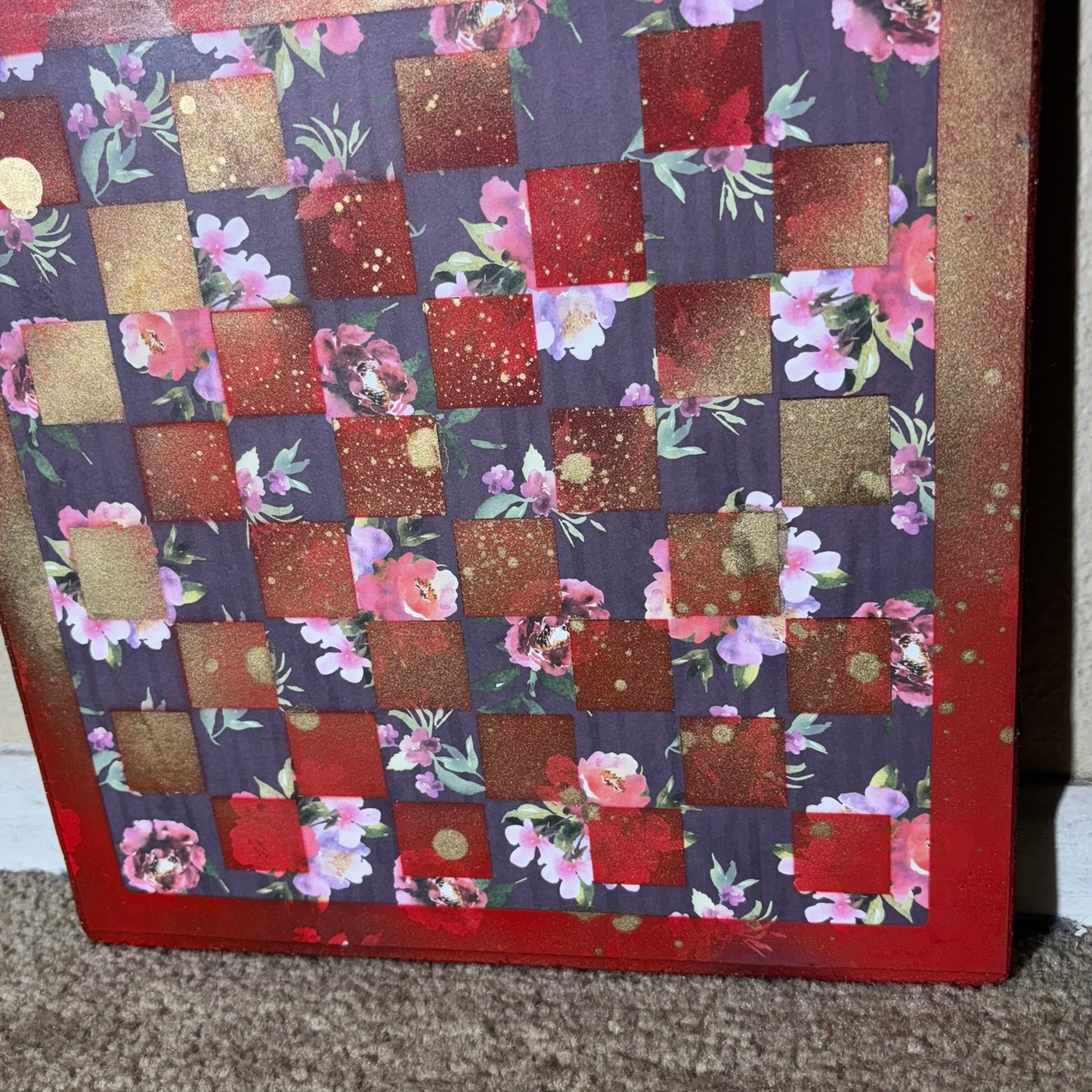 Vintage Golden Red - Scrapbook Chess Board