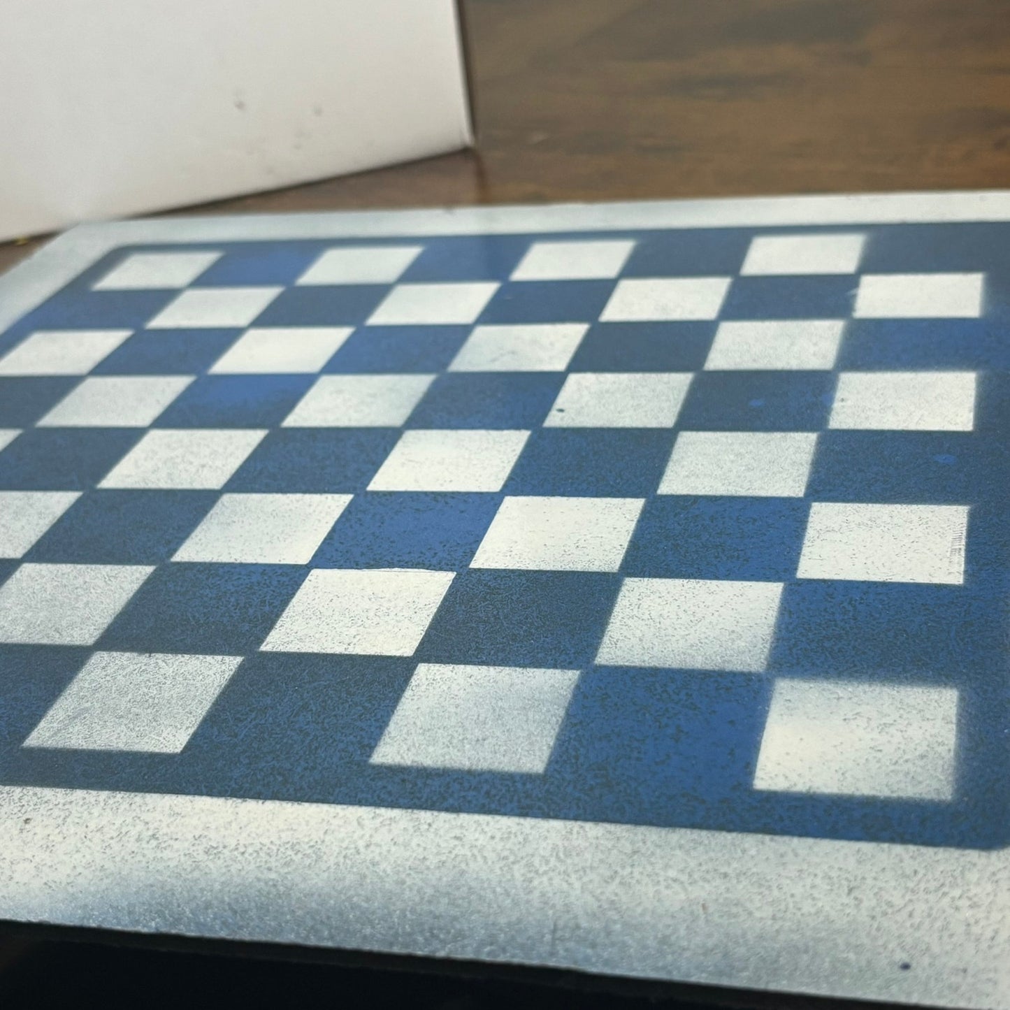 Blue & White - Painted Chess Board