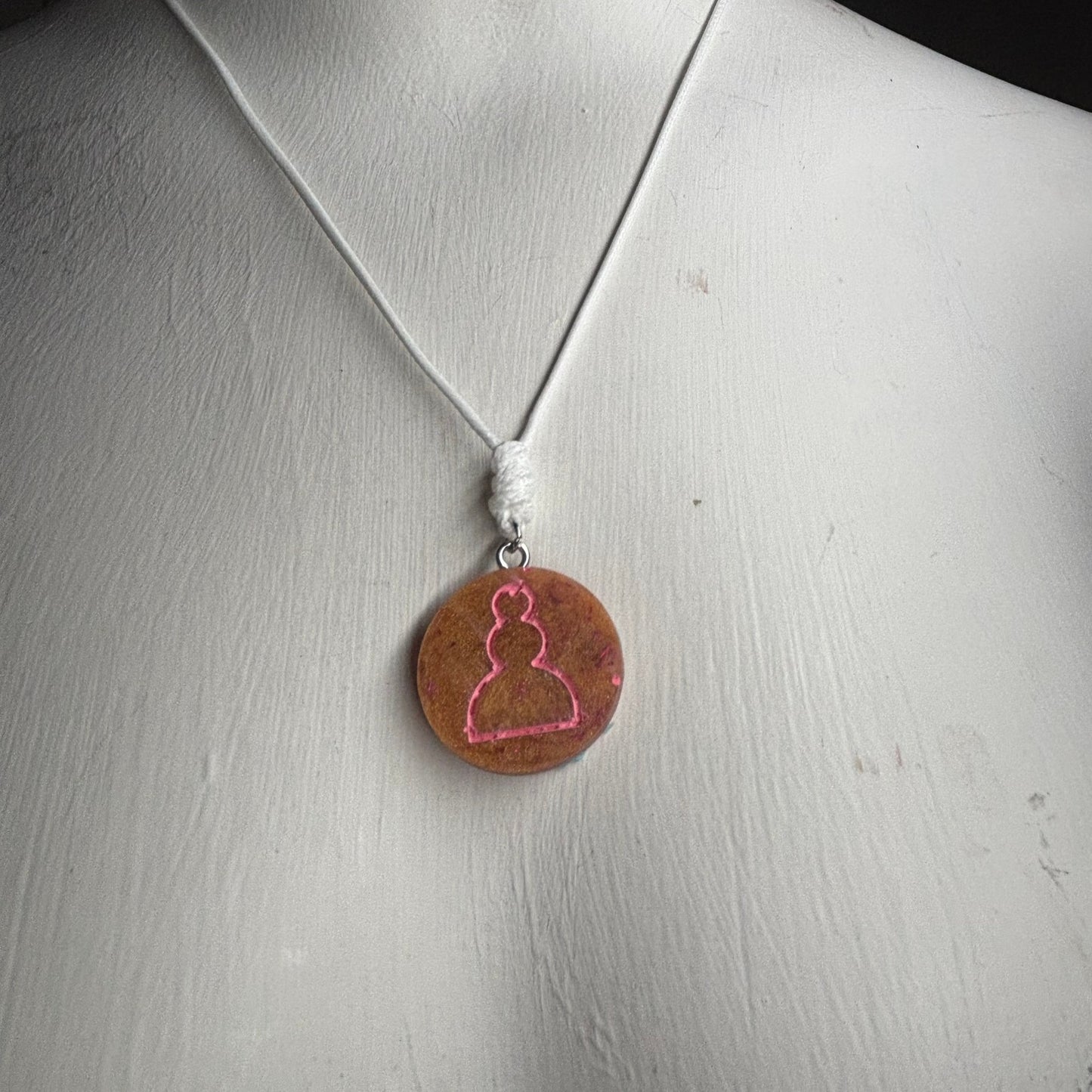 Furnace Orange Pawn - Handmade Resin Chess Necklace