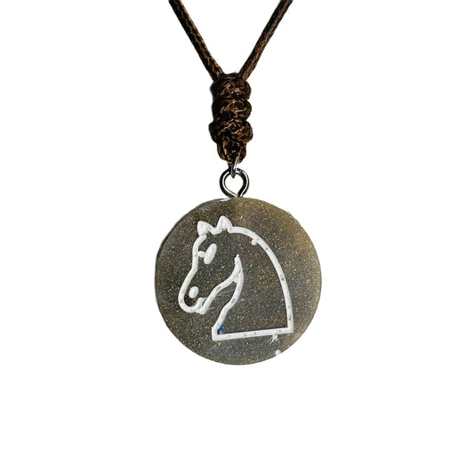 Hazel Green Knight - Handmade Resin Chess Necklace