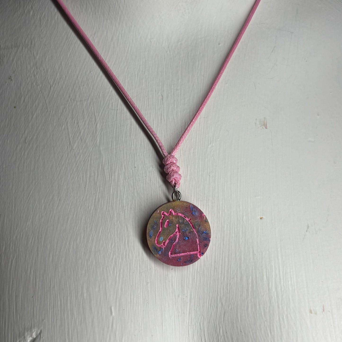 Royal Pink Knight - Handmade Resin Chess Necklace