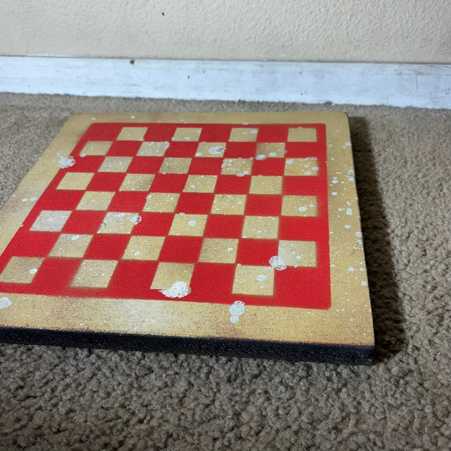 Red & Gold - Painted Chess Board