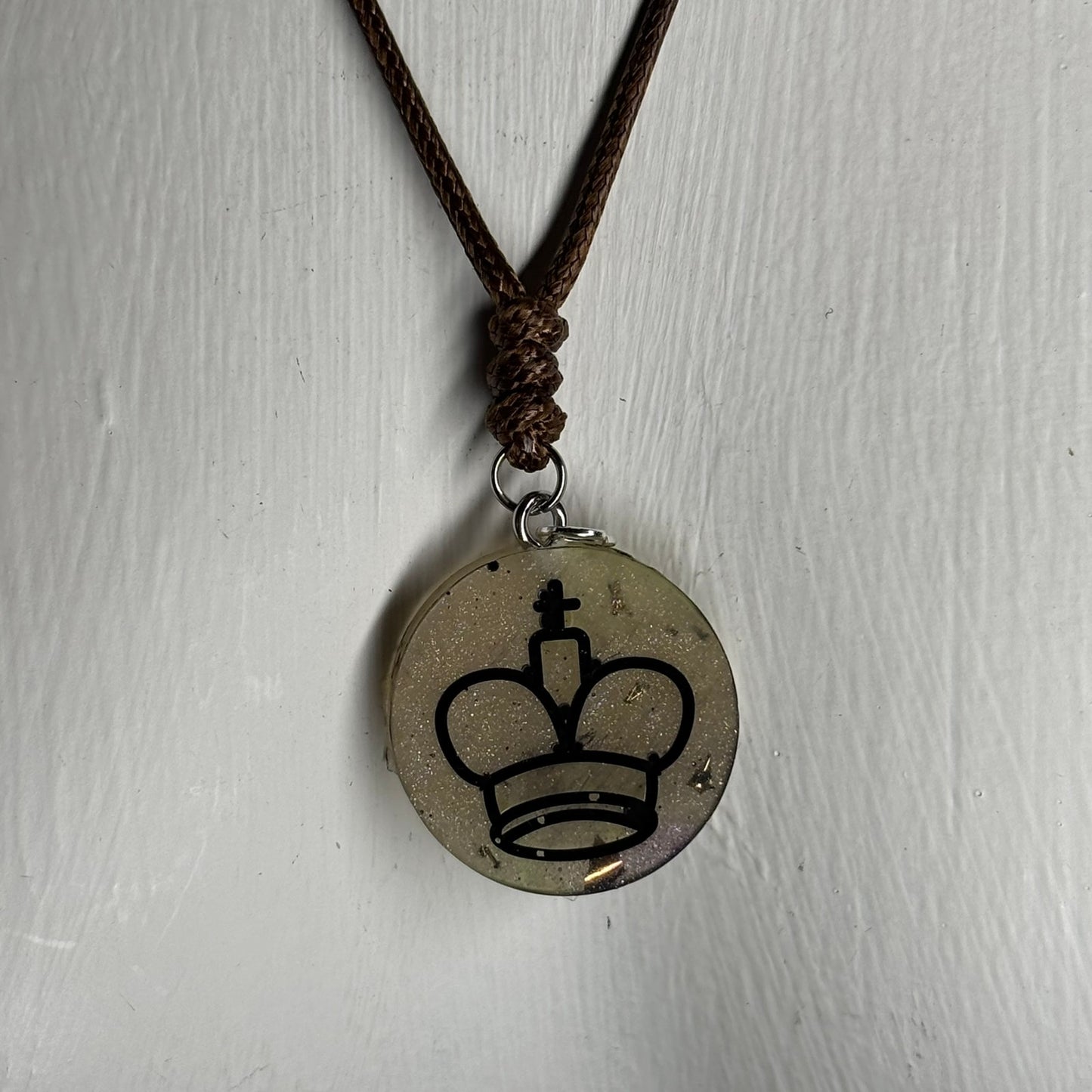 Classic Cream King - Handmade Resin Chess Necklace