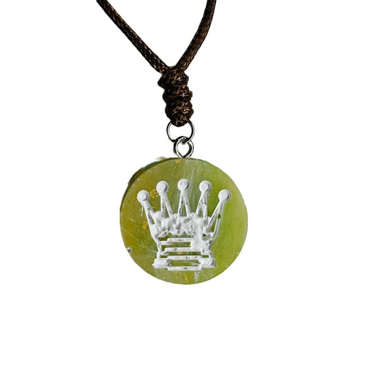 Lemon Green Queen - Handmade Resin Chess Necklace