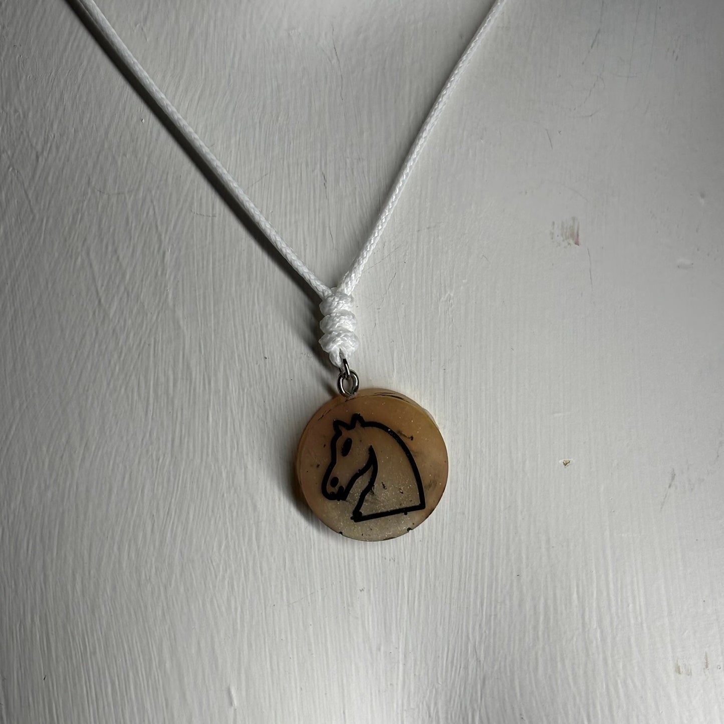 Cream Orange Knight - Handmade Resin Chess Necklace