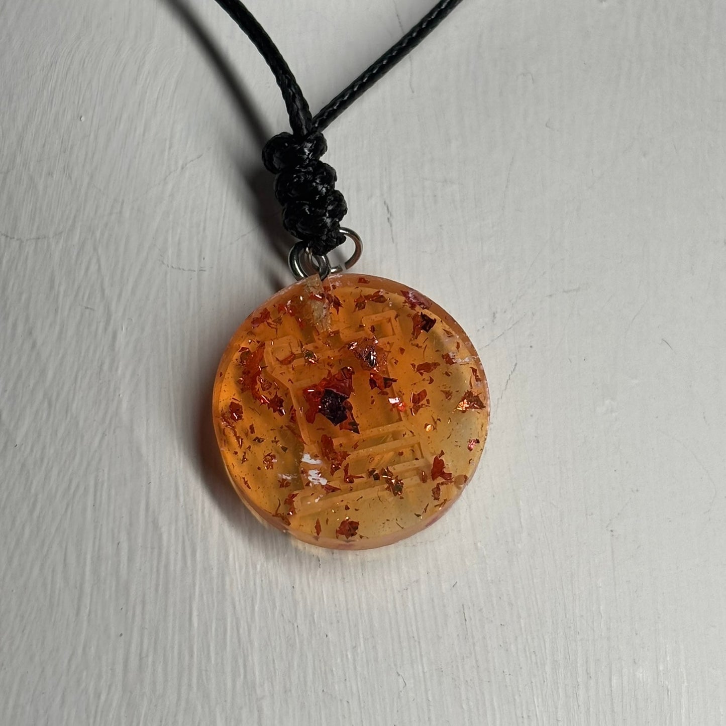 Fire Orange Rook - Handmade Resin Chess Necklace