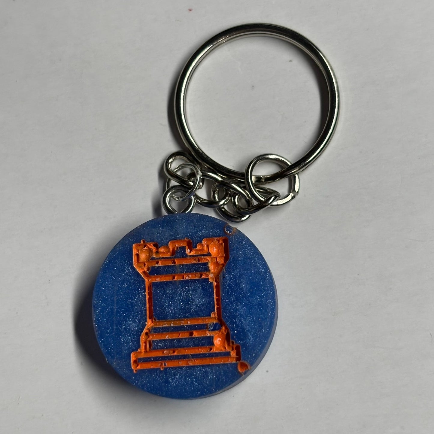 Blue Orange Rook - Handmade Resin Keychain