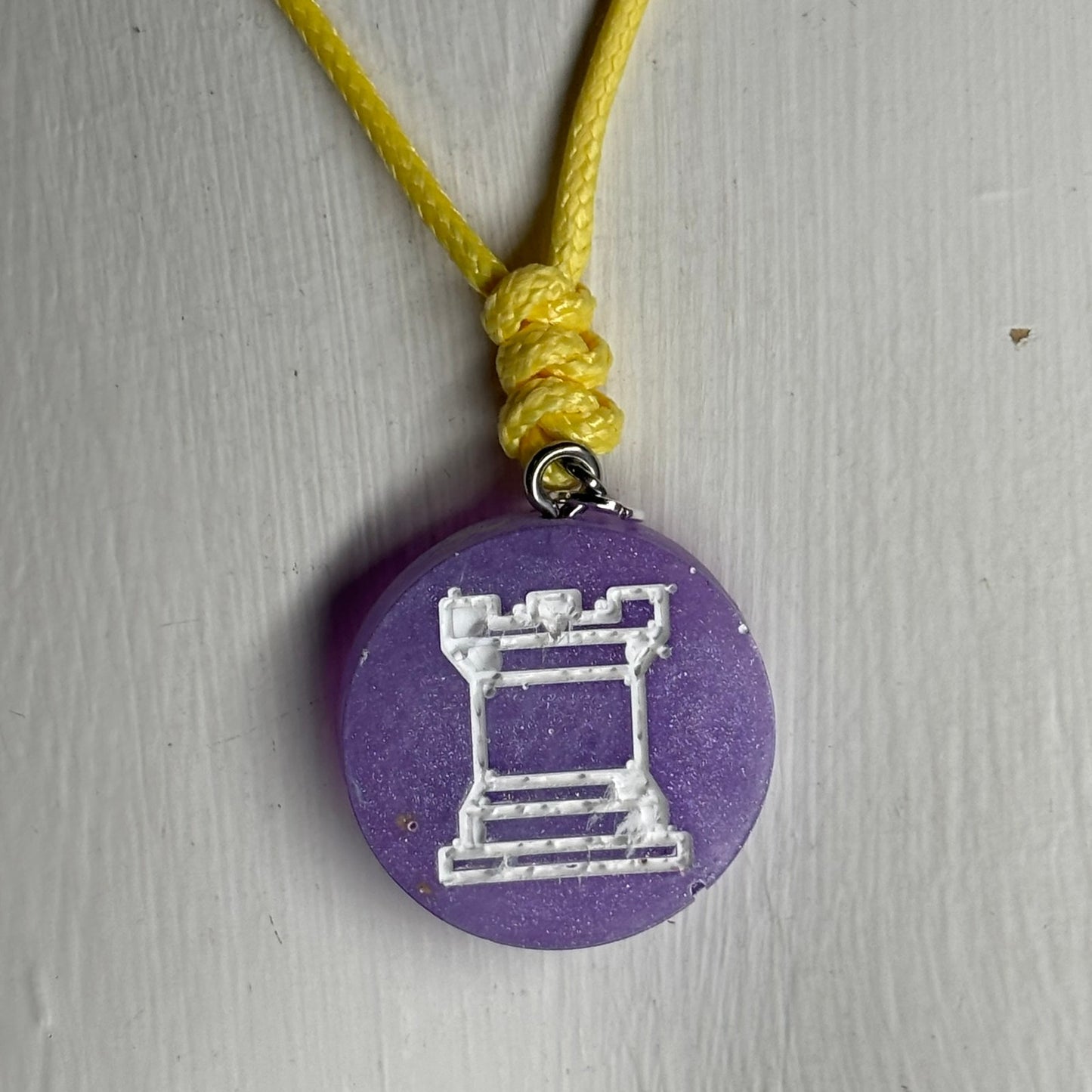 Purple Rook - Handmade Resin Chess Necklace