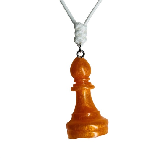 Orange Bishop - Handmade Resin Chess Necklace