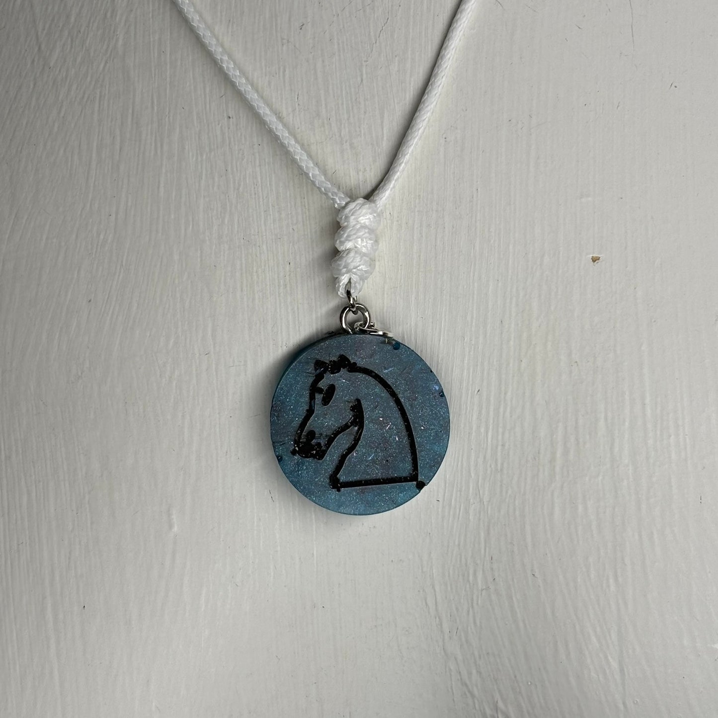 Blue Knight - Handmade Resin Chess Necklace