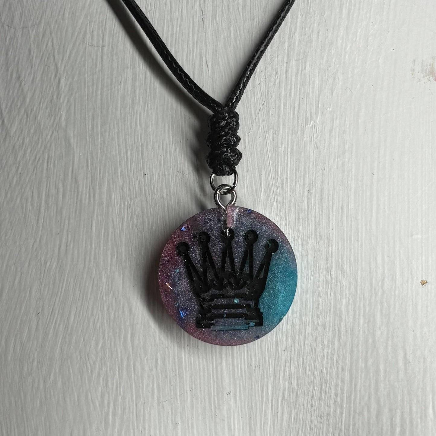 Purple Blue Queen - Handmade Resin Chess Necklace