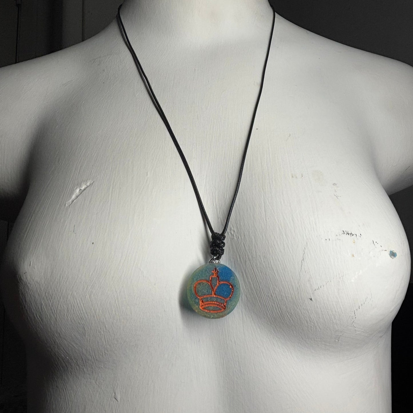 Swampy Orange King - Handmade Resin Chess Necklace