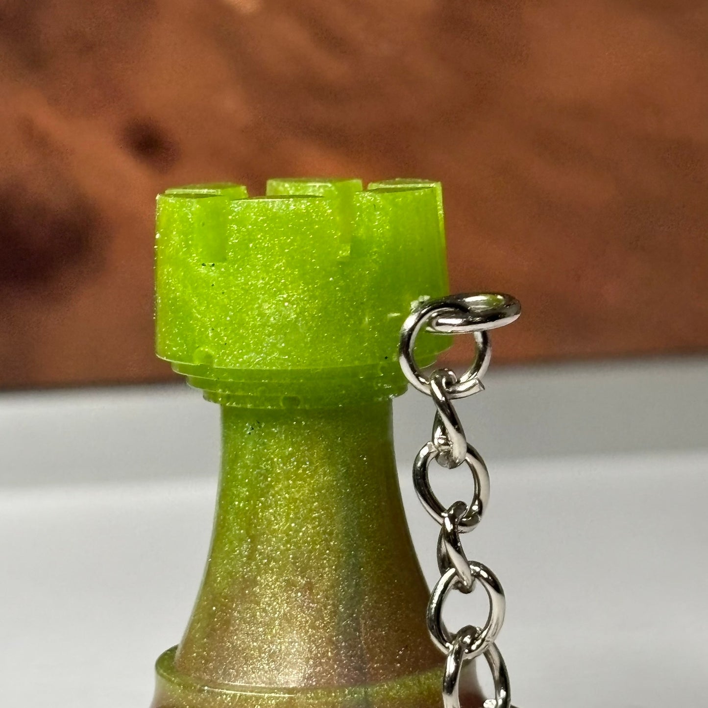 Lime Green Mixed Rook - Handmade Resin Keychain - Large Edition