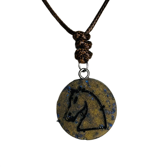 Luxury Brown Knight - Handmade Resin Chess Necklace