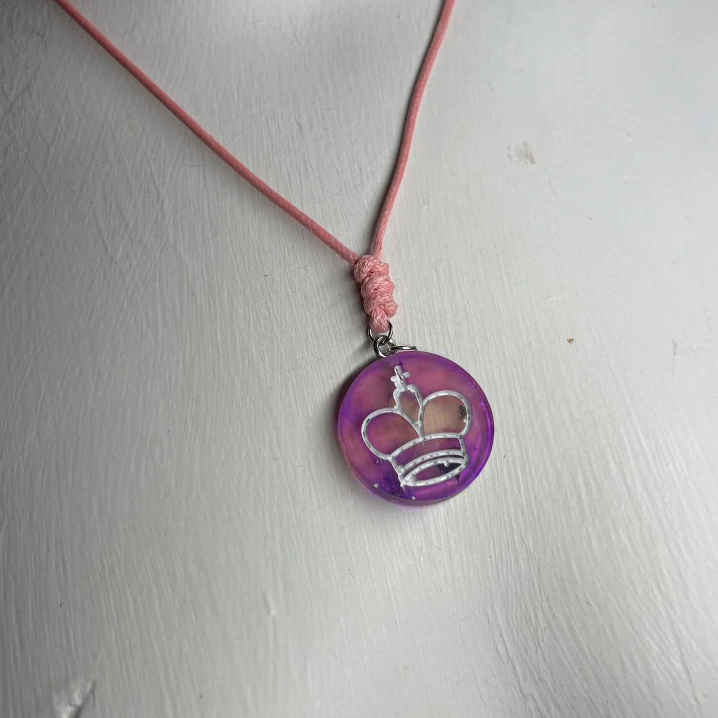 Purple Cosmic King - Handmade Resin Chess Necklace