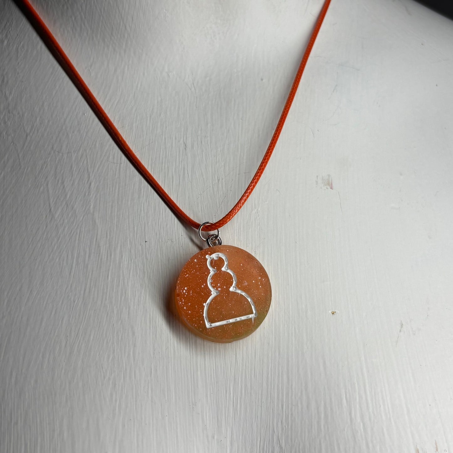 Orange Pawn Burst - Handmade Resin Chess Necklace
