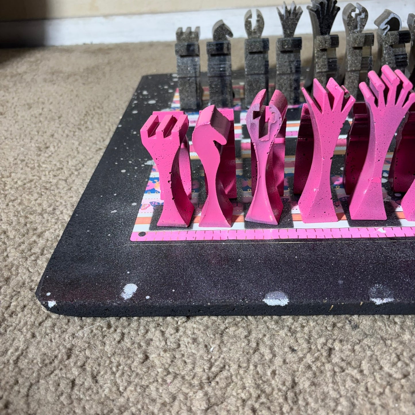 Pink Stripes - Large Deluxe Chess Set