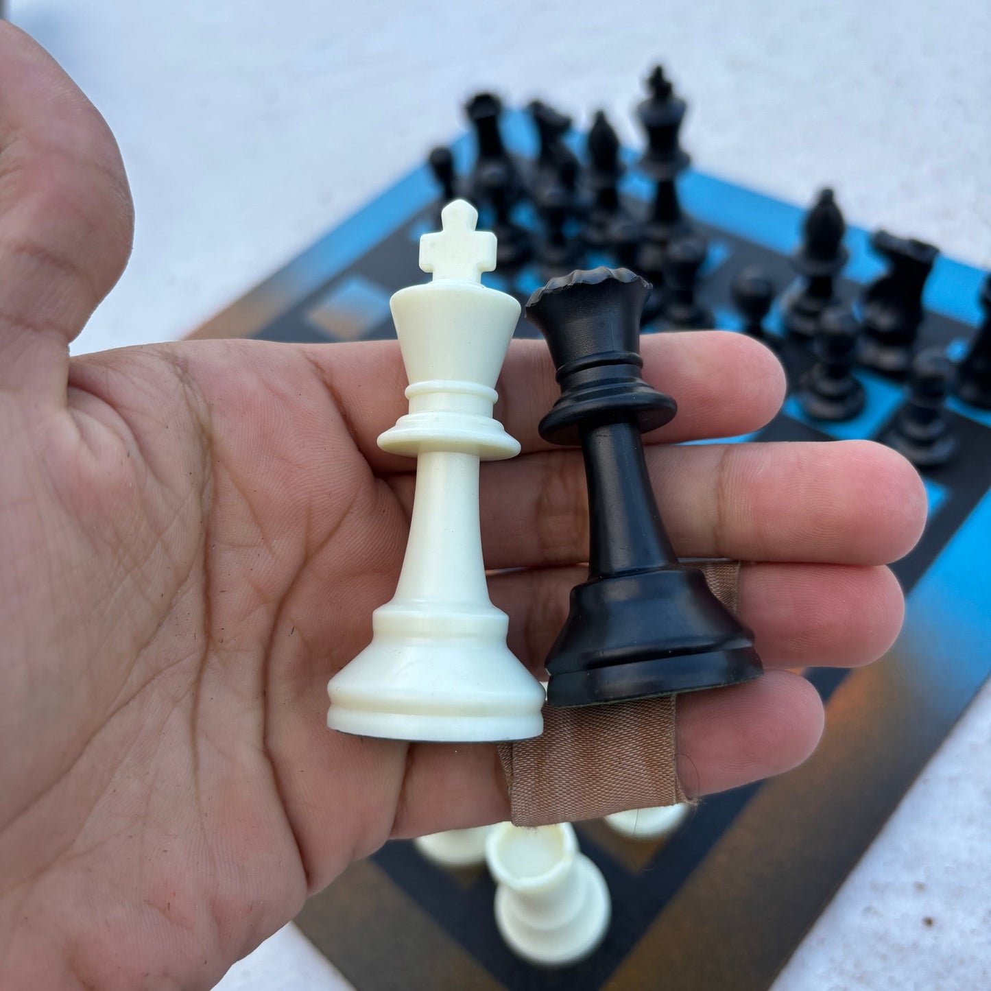 Simple Blue & Orange - Painted Chess Set