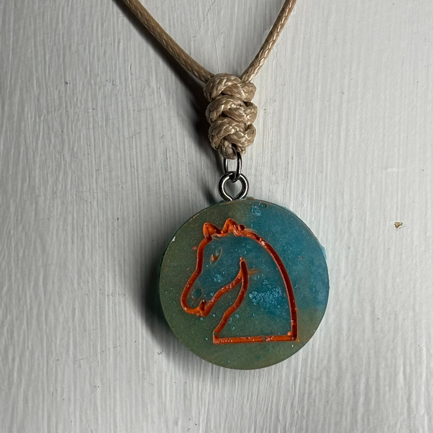 Beach Vibes Knight - Handmade Resin Chess Necklace